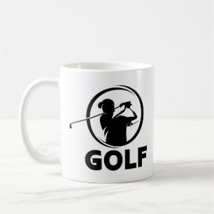 Black & White Golf Swing Silhouette Coffee Mug