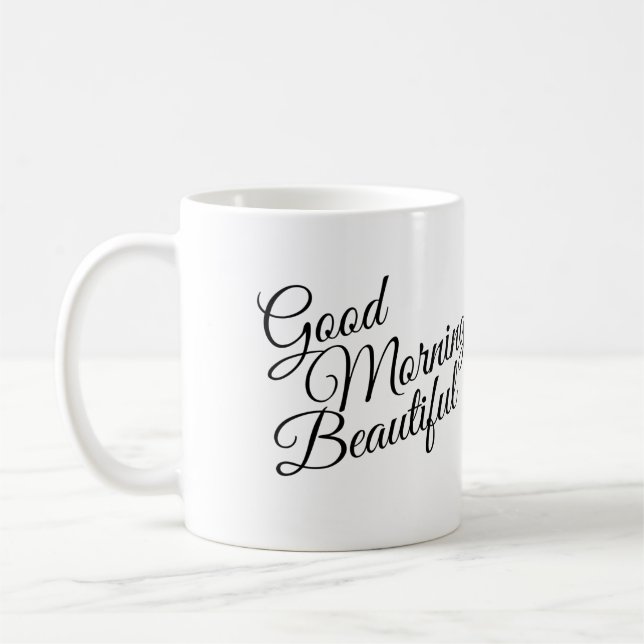 Black & White Good Morning Belle Mug (Gauche)