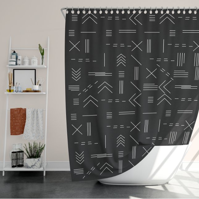 Black White Gorgeous Modern Geometric Pattern (Black White Gorgeous Modern Geometric Pattern Shower Curtain)