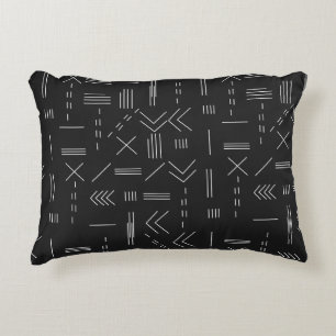 Black White Gorgeous Modern Geometric Pattern Accent Pillow
