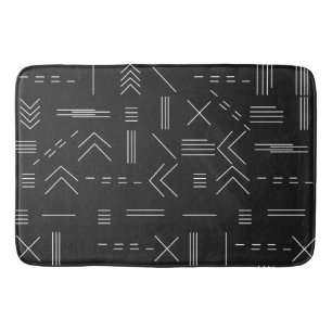 Black White Gorgeous Modern Geometric Pattern Bath Mat