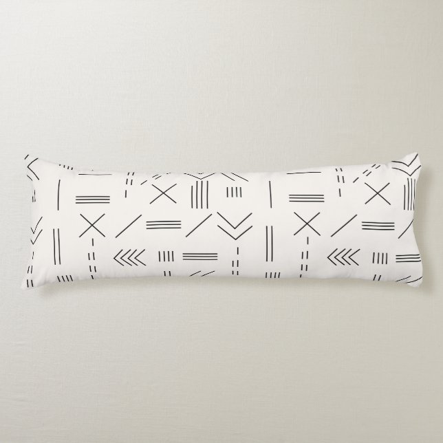 Black White Gorgeous Modern Geometric Pattern Body Pillow (Front)