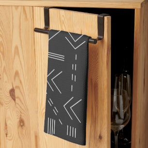 Black White Gorgeous Modern Geometric Pattern Kitchen Towel