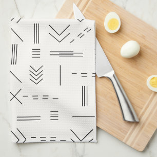 Black White Gorgeous Modern Geometric Pattern Kitchen Towel