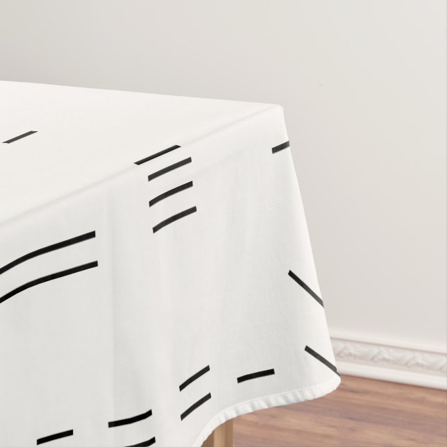 Black White Gorgeous Modern Geometric Pattern Tablecloth (In Situ)