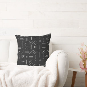 Black White Gorgeous Modern Geometric Pattern Throw Pillow