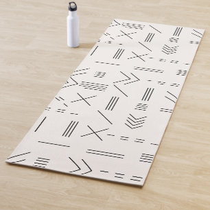 Black White Gorgeous Modern Geometric Pattern Yoga Mat