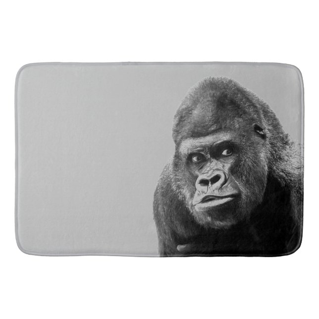Black White Gorilla Bath Mat (Front)