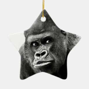 Black White Gorilla Ceramic Ornament