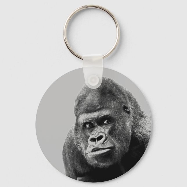 Black White Gorilla Keychain (Front)