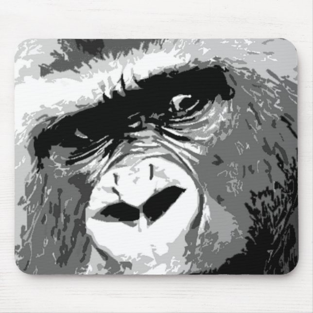Black & White Gorilla Mouse Pad (Front)