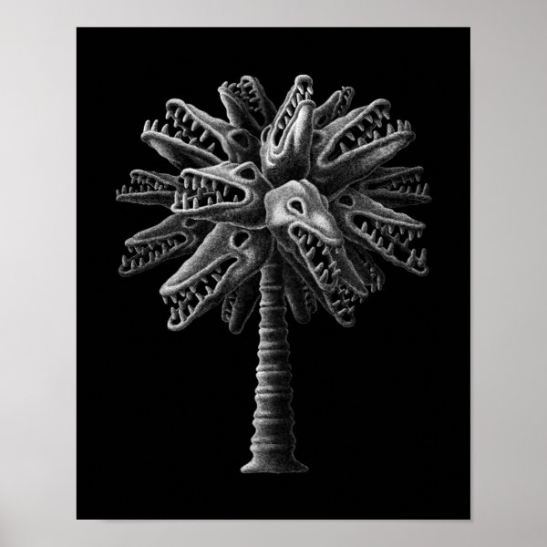 Black White Gothic Skulls Horror Tree