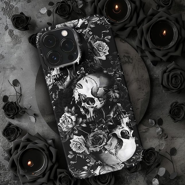 Black & White Gothic Skulls iPhone Case (Creator Uploaded)