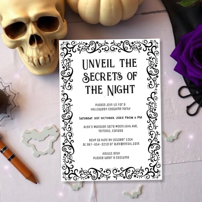 Black & White Gothic Typography Halloween Invitation (Creator Uploaded)