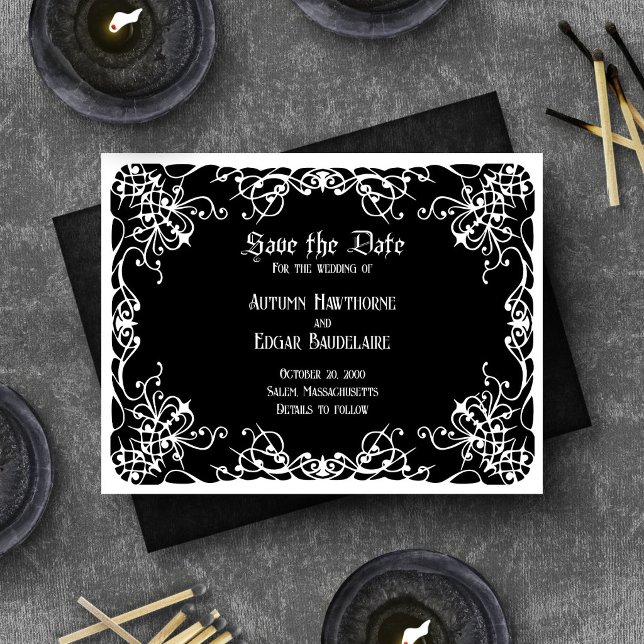 Black White Gothic Wedding Save The Date (Creator Uploaded)