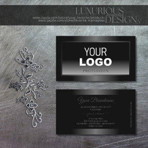 Black White Gradient Decor Frame Logo Professional Business Card