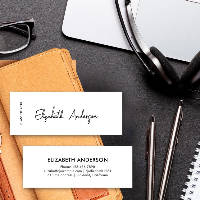 Black White Graduate Student Modern Graduation Calling Card (Creator Uploaded)