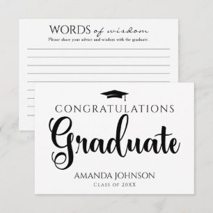 Black White Graduate Words of Wisdom Graduation  Enclosure Card