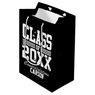 Black White Graduating Class Year Medium Gift Bag
