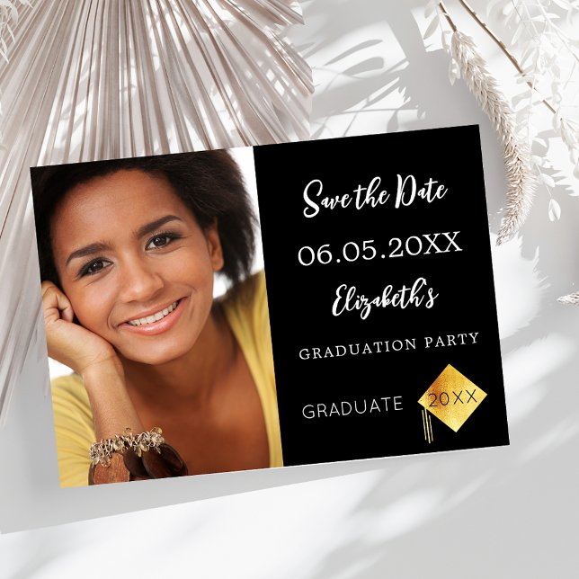 Black white Graduation Party Save The Date (Creator Uploaded)