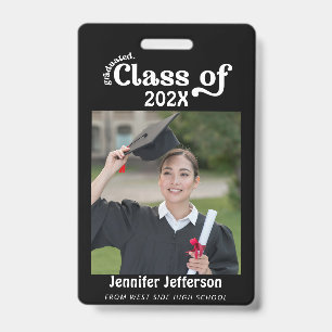 Black & White Graduation Photo Badge