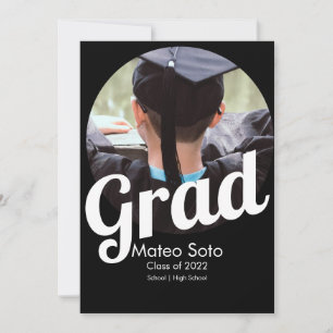 Black White Graduation Photo Bold  Announcement