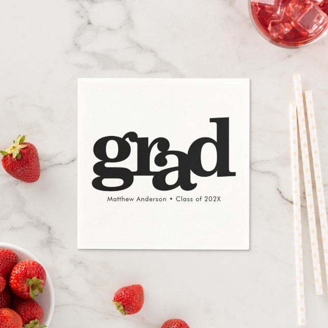 Black white graduation typography modern simple napkin (Insitu)