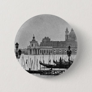 Black White Grand Canal Venice Italy Travel 2 Inch Round Button