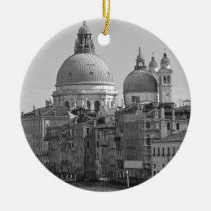 Black White Grand Canal Venice Italy Travel Ceramic Ornament