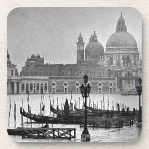 Black White Grand Canal Venice Italy Travel Coaster