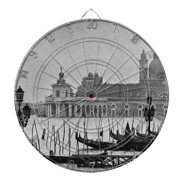 Black White Grand Canal Venice Italy Travel Dartboard (Front)