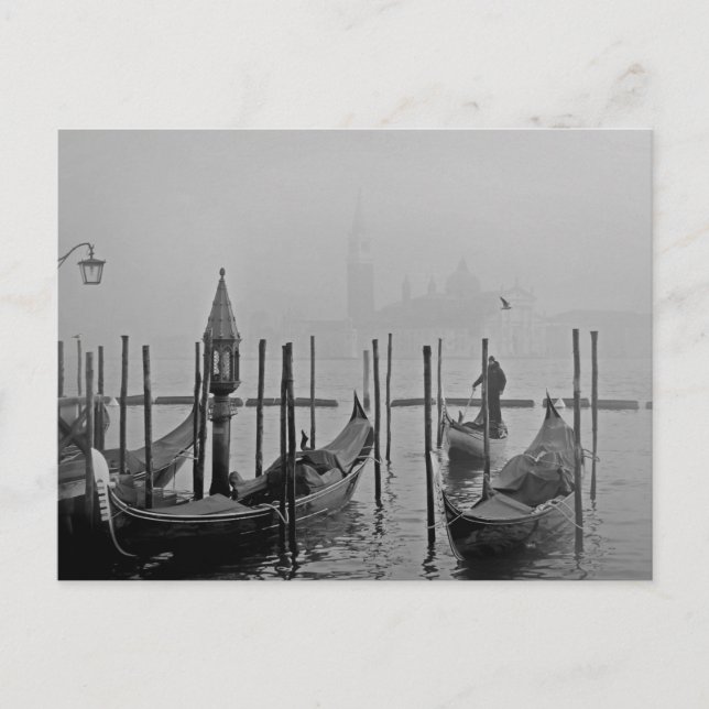 Black White Grand Canal Venice Italy Travel Postcard (Front)
