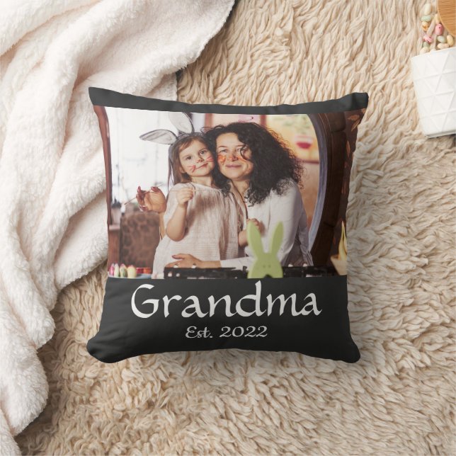 Black White Grandma Established Bold Photo Throw Pillow (Blanket)