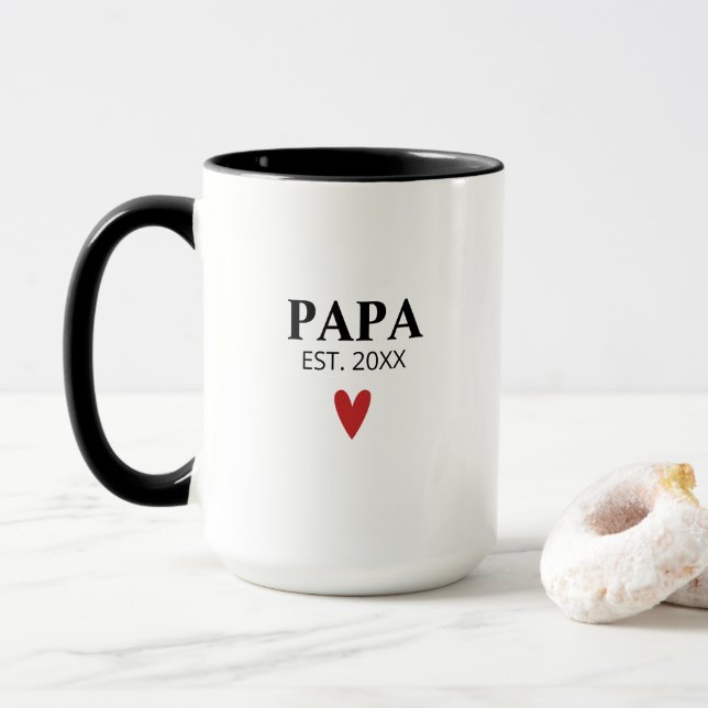 Black White Grandpa Birth Announcement Mug (With Donut)