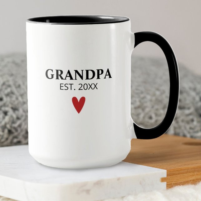 Black White Grandpa Birth Announcement Mug (A simple grandpa birth announcement mug)