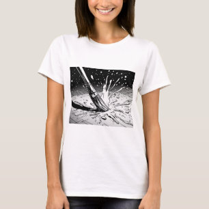 Black White Graphic Style Brush Paint Splotch T-Shirt