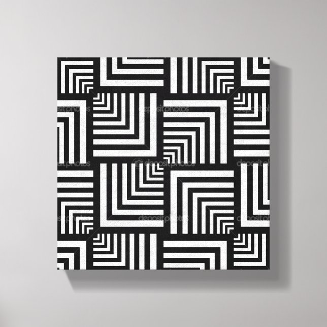 Black, White Graphic Wrapped Canvas Art (Front)