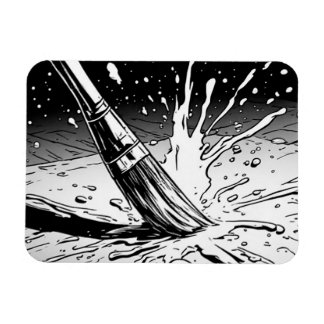 Black White Graphics Style Brush Paint Splotch Magnet