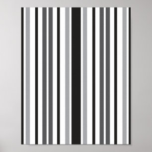Black White Gray Stripe Pattern Poster