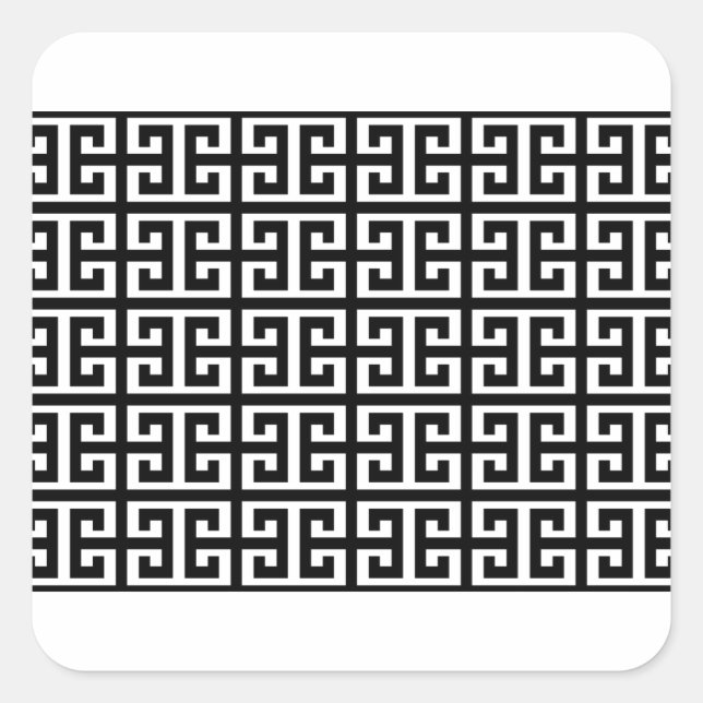 black white greek key square sticker (Front)