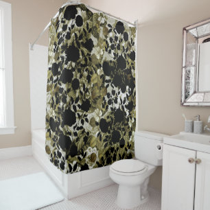 Black White Green Botanical Garden Floral Toile