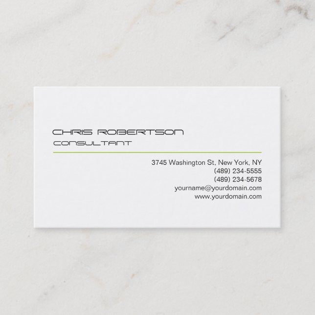 Black White Green Line Attractive Business Card (Front)