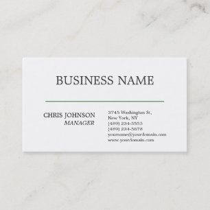 Black & White Green Line Manager Business Card