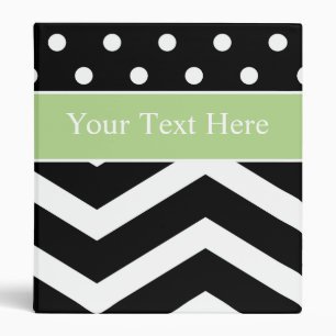 Black White Green Pattern Custom Binder