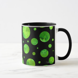 Black & White Green Polka Dots Mug