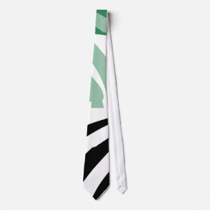 Black White Green Retro Painting Abstract Art Tie