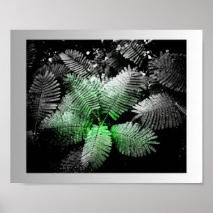 Black White Green Tropical Printable Art  Poster