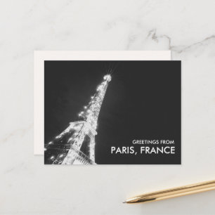 Black & White Greetings from Paris Eiffel Tower Postcard