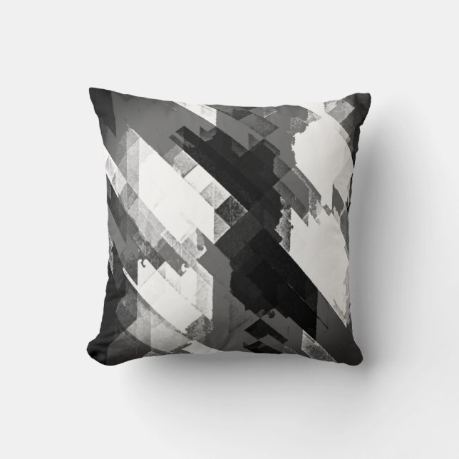 Black/White/Grey Abstract Decor Pillow (Front)