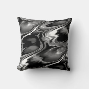 Black White & Grey Abstract Design Throw Pillow